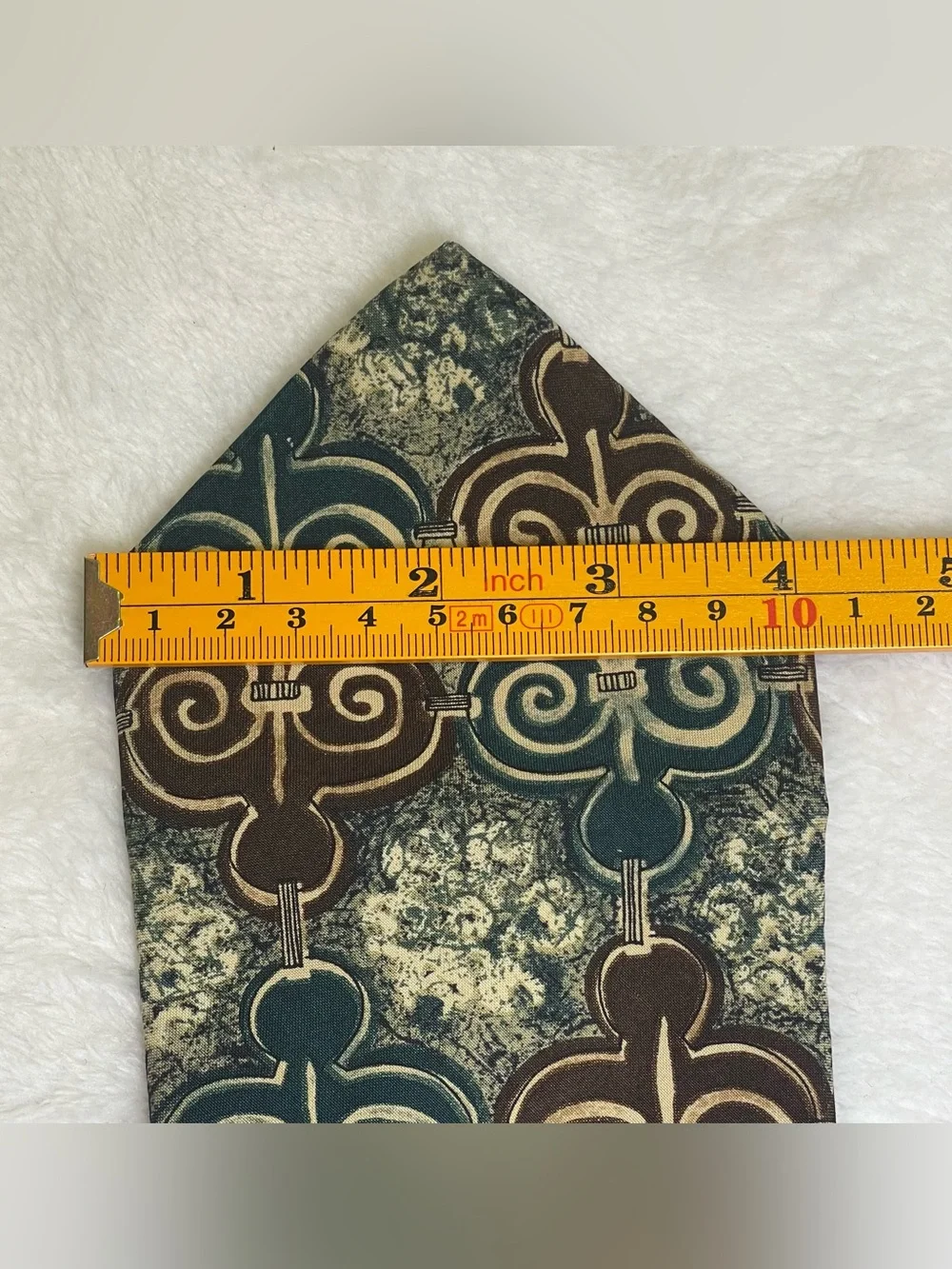 PATTINI Mens Vintage Silk Necktie Extra Long Geometric Swirl Teal Brown XL